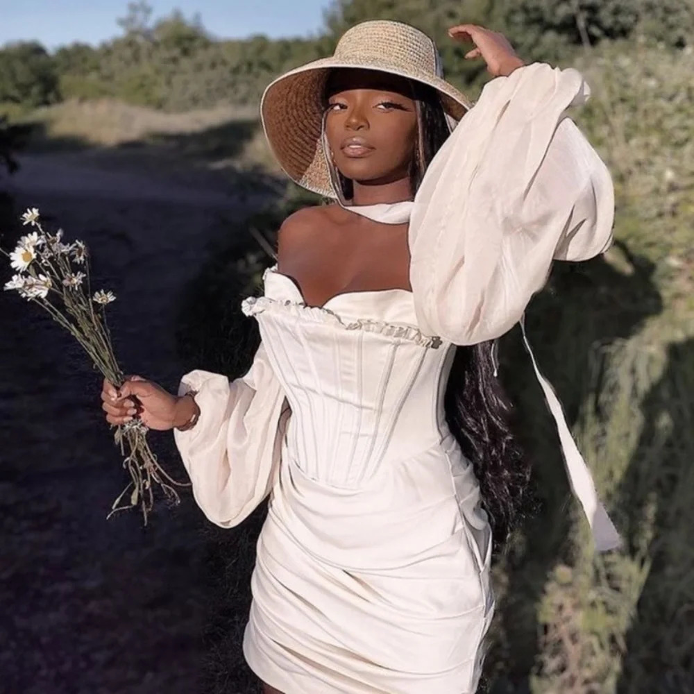 House of CB 'Beau' Ivory Draped Corset Dress NWOT size‎ L - Picture 15 of 16